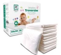 R MOVE 20 traviesas para recién nacido, cambiador de 60 x 90 cm - Travesaños para niños XL, telas higiénicas Natural, toallas de cambio de pañal desechables para niños, suave fibra natural de celulosa