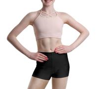 R&N FASHIONS - Shorts de nailon brillante para niña - Hot Pants - Cintura alta - Monocolor - Elástico - Ajuste cómodo - Perfecto para yoga, ballet, gimnasia, escuela, ropa deportiva (Negro, 11 años, 1
