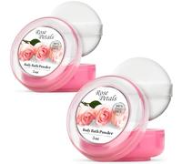 R-NEU Paquete de 2 polvos corporales para mujer con soplado, 100 % libre de talco, elegante polvo perfumado de pétalos de rosa, después del baño, para piel suave, extra grande (10 onzas)