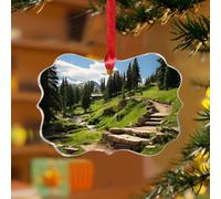 R-ocky Mountain National Park Adorno de Navidad Montaña Lago Naturaleza Paisaje Imagen Granja Recuerdo Disco Acrílico Transparente Acuarela Viaje Arte Póster Colgante para Decoración de Árbol de