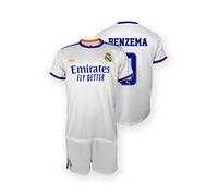 R ROGER'S Real Madrid Camiseta y pantalón de niño 1ª EQ. Temporada 2022-23 - Producto con Licencia - 100% Poliéster - Dorsal Benzema (as4, Age, 8_Years, Regular, Regular)
