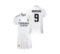 R ROGER'S Real Madrid Camiseta y pantalón de niño 1ª EQ. Temporada 2022-23 - Producto con Licencia - 100% Poliéster - Dorsal Benzema (as4, Age, 6_Years, Regular, Regular)