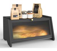 R S Trade Paneras para Guardar El Pan, Gran Panera Madera y Bambú para El Almacenamiento de Pan, Caja Pan Negra con Ventana Esmerilada Acrílica, 40 X 21 X 20 CM