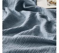 R.SHARE Manta de Muselina 100% Algodón para Adultos 220x240cm 4 Capas Colcha Cama 130x150cm Verano Primavera Suave Ligera y Transpirable Manta para Sofá Cama, Azul