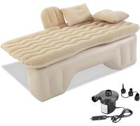 R-timer 1 Set Colchón Hinchable Coche para BMW 3er E90 E91 M-Tech 2005-2008, Cama Asiento Trasero Cojín Descanso Camping Viaje con Bomba Eléctrica Set,Beige