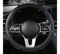 R-timer Funda Volante Coche para Audi A4 Saloon 2015-2020, Cuero de Microfibra con Textura de Diamante Antideslizante y Transpirable (1 Pieza),Black-Blue-O Shape