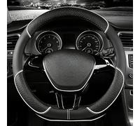 R-timer Funda Volante Coche para Volvo V60, Cuero de Microfibra con Textura de Diamante Antideslizante y Transpirable (1 Pieza),Black-White-D Shape