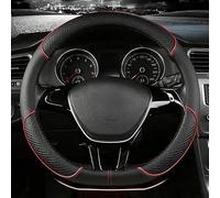 R-timer Funda Volante Coche para Volvo XC40 BEV 2020-2022, Cuero de Microfibra con Textura de Diamante Antideslizante y Transpirable (1 Pieza),Black-Red-D Shape