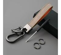 R-timer Llavero Coche para Rline GTI Bora Golf Touareg Jetta Passat Polo SR32 TIGUAN T-ROC, Accesorio Hombre Mujer Cuero Trenzado Elegante Colgante de Metal Antipérdida Robusto,Light Brown