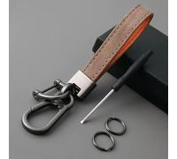 R-timer Llavero Coche para Rline GTI Bora Golf Touareg Jetta Passat Polo SR32 TIGUAN T-ROC, Accesorio Hombre Mujer Cuero Trenzado Elegante Colgante de Metal Antipérdida Robusto,Brown