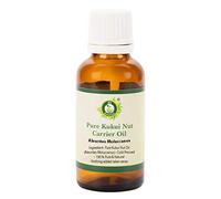 R V Essential Aceite portador de nuez de Kukui puro 10ml (0.338oz)- Aleurites Moluccanus (100% puro y natural Prensado en frío) Pure Kukui Nut Carrier Oil