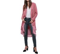 R.Vivimos Chaqueta De Terciopelo De Otoño e Invierno Para Mujeres Con Volantes Casuales Chaqueta Larga Retro Sin Cuello Chaqueta Deportiva Clásica De Cola De Golondrina(M,Pink)
