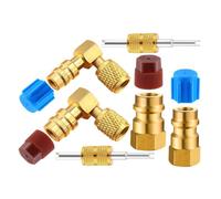 R12 a R134A - Kit de adaptador de conversión de ajuste de CA, válvula de acoplador rápido A C de 90 puertos, retroadaptación alta y baja con removedor de núcleo para reparación de refrigerante y