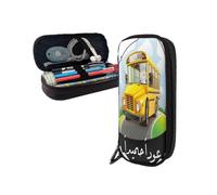 r29 The Magic School Bus Pencil Case Durable PU Leather Zip Bag for Artists & Writing Enthusiasts u29