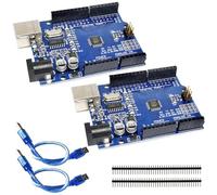 R3-Microcontroller Board, 2 Unidades Placa Base con Cable USB, Placa, R3-Microcontrolador Board Compatible con Entorno de Desarrollo Arduino, módulo codificador R3