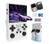 R36 Pro Consola Retro Portátil Consola Portatil 22 000+ Juegos 30+ emuladores,4000mAh,Sistema Linux de código Abierto Consola de Juegos portátil,Pantalla IPS de 3,5 Pulgadas (Blanco-128G)