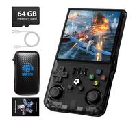 R36MAX - Consola de juegos de mano retro, pantalla IPS de 4.0 pulgadas, 720 x 720, más de 18.000 juegos clásicos integrados, sistema Linux portátil de código abierto, batería de 4000 mAh (negro 64 GB)
