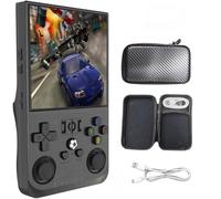 R36MAX Consola Retro, Pantalla IPS de 4.0 Pulgadas, Consola de Videojuegos Portátil con Sistema Linux de Código Abierto, Tarjeta TF de 64/128 GB, 21000 Clásicos(R36MAX[Black],128G)