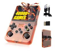 R36S Consola de Juegos 128G,40000+ Juegos Consola Retro Portatil,21 Emuladores,3500mAh,Sistema Linux,Pantalla IPS de 3.5" Reproductor de vídeo,Mini Consola Plug and Play (Naranja)