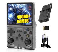 R36S Consola de Juegos 128G,40000+ Juegos Consola Retro Portatil,21 Emuladores,3500mAh,Sistema Linux,Pantalla IPS de 3.5" Reproductor de vídeo,Mini Consola Plug and Play (Negro)