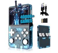 R36S Consola de Juegos 128G,40000+ Juegos Consola Retro Portatil,21 Emuladores,3500mAh,Sistema Linux,Pantalla IPS de 3.5" Reproductor de vídeo,Mini Consola Plug and Play (Azul Claro)