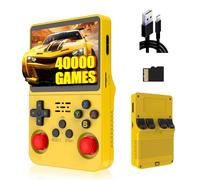 R36S Consola de Juegos 128G,40000+ Juegos Consola Retro Portatil,21 Emuladores,3500mAh,Sistema Linux,Pantalla IPS de 3.5" Reproductor de vídeo,Mini Consola Plug and Play (Amarillo)