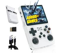 R36S Consola de Juegos 128G,40000+ Juegos Consola Retro Portatil,21 Emuladores,3500mAh,Sistema Linux,Pantalla IPS de 3.5" Reproductor de vídeo,Mini Consola Plug and Play (Blanco)