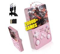 R36S Consola de Juegos 64G,20000+ Juegos Consola Retro Portatil,21 Emuladores,3500mAh,Sistema Linux,Pantalla IPS de 3.5" Reproductor de vídeo,Mini Consola Plug and Play (Rosa)