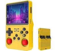 R36S - Consola de juegos de mano retro, pantalla IPS de 3.5 pulgadas, almacenamiento de 128 GB, más de 21000 juegos, sistema Linux, amarillo