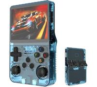 R36S - Consola de juegos de mano retro, pantalla IPS de 3.5 pulgadas, almacenamiento de 128 GB, más de 21000 juegos, sistema Linux, (azul lago 128G)