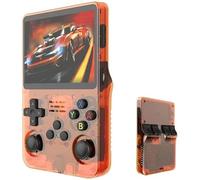 R36S - Consola de juegos portátil retro, pantalla IPS de 3,5 pulgadas con sistema de código abierto Linux, tarjeta TF de 64/128 GB, más de 40.000 juegos (naranja, 64 G)