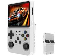 R36S - Consola de juegos portátil retro, pantalla IPS de 3,5 pulgadas con sistema de código abierto Linux, tarjeta TF de 64/128 GB, más de 40.000 juegos (blanco, 64 G)