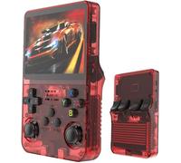 R36S - Consola de juegos portátil retro, pantalla IPS de 3,5 pulgadas con sistema Linux de código abierto, tarjeta TF de 64/128 GB, más de 40.000 juegos (Red 1,128 G)