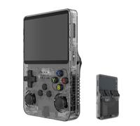 R36S - Consola de mano de videojuegos retro, pantalla IPS de 3,5 pulgadas, reproductor de vídeo, tarjeta TF de 64 GB, más de 10 000 juegos, sistema Linux de código abierto, negro