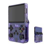 R36S - Consola de mano de videojuegos retro, pantalla IPS de 3,5 pulgadas, reproductor de vídeo, tarjeta TF de 64 GB, más de 10 000 juegos, sistema Linux de código abierto, morado