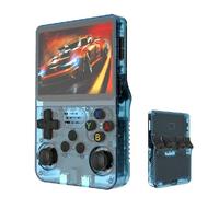 R36S - Consola de videojuegos de mano retro, pantalla IPS de 3.5 pulgadas, tarjeta TF de 64 g, más de 10.000 juegos, consola de juegos de mano retro, con sistema Linux de código abierto (azul)