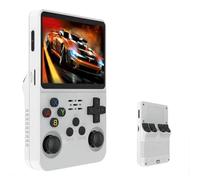 R36S - Consola de videojuegos de mano retro, pantalla IPS de 3.5 pulgadas, tarjeta TF de 64 g, más de 10.000 juegos, consola de juegos de mano retro, con sistema Linux de código abierto (blanco)