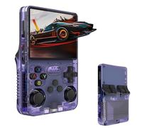 R36S - Consola de videojuegos de mano retro, pantalla IPS de 3.5 pulgadas, tarjeta TF de 64 g, más de 10.000 juegos, consola de juegos de mano retro, con sistema Linux de código abierto (morado)