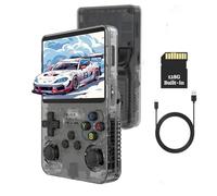 R36S Consola Retro 128G - Pantalla IPS de 3.5" con más de 20000 Juegos Clásicos Reproductor de Videojuegos de Bolsillo Portátil Linux OS con Batería de 3200mAh (Negro)