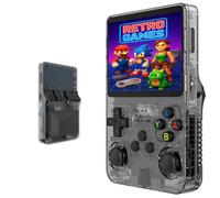 R36S Consola Retro portatil 2025, Compatible con hasta 20000 Juegos PSP, N64, NDS, SuperN, GameB, GBA, NeoG, PS1..Pantalla a Color de Calidad IPS, Miniconsola Arcade (Incluye Tarjeta)(Negro transp.).