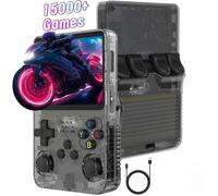 R36S Consola Retro Portatil, 64G TF Card 15000+ Juegos Sistema Linux De Código Abierto Retro Game Console, 10+ Emuladores Pantalla IPS De 3.5 Pulgadas Emulador Consola Retro con Dual 3D Joysticks