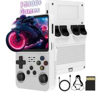 R36S Consola Retro Portatil, 64G TF Card 15000+ Juegos Sistema Linux De Código Abierto Retro Game Console, 10+ Emuladores Pantalla IPS De 3.5 Pulgadas Emulador Consola Retro con Dual 3D Joysticks