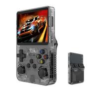 R36S Retro Game Console, Portable Game Console, 3.5 Inch IPS Screen, 64/128GB TF Card, Over 20,000 Pre-Installed Games, 3500mAh Battery, Open Source System, Classic Emulator (Black,128G)