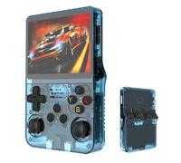 R36S Retro Game Console, Portable Game Console, 3.5 Inch IPS Screen, 64/128GB TF Card, Over 20,000 Pre-Installed Games, 3500mAh Battery, Open Source System, Classic Emulator (Blue,64 G)