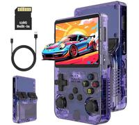 R36S Retro Handheld Game Console 128G - Pantalla IPS de 3,5" con 40000+ Classic Games Portátil Pocket Video Game Player Open Source Linux OS con batería de 3500 mAh (morado)