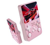R36s Retro Handheld Game Console, Portable Video Game Console with Built-in 20,000+ Games, 64/128GB TF Card,3.5 in HD Screen,3500mAh Battery, Linux System, 30+ Emulators (Light Pink, 128G)