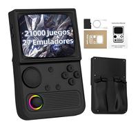R36T Consola de Juegos Retro 128 GB, Consola Emuladora con 21 000+ Juegos Retro Integrados 27 Emuladore, Sistema Linux, Pantalla IPS OCA de 3,5 Pulgadas, Compatible con WiFi, Joystick 3D (Negro)