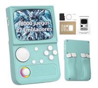 R36T Consola de Juegos Retro 64 GB, Consola Emuladora con 18 000+ Juegos Retro Integrados 27 Emuladore, Sistema Linux, Pantalla IPS OCA de 3,5 Pulgadas, Compatible con WiFi, Joystick 3D (Verde Menta)