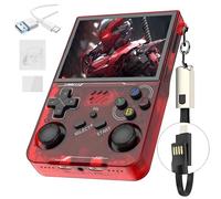 R36XX Consola de Juegos portátil 128G,22000+ Juegos,12 emuladores,Sistema Linux de código Abierto,3000mAh,Consola de Juegos de Mano Retro con Pantalla IPS de 3.5 Pulgadas,Doble Joystick 3D (Rojo)