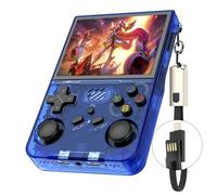 R36XX Consola Retro Portatil, Pantalla IPS de 3.5 Pulgadas, Consola de Videojuegos Portátil con Sistema Linux de Código Abierto, Tarjeta TF de 64/128 GB, 21000 Juegos Clásicos(Blue,64G)